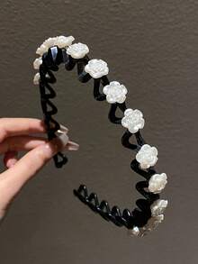 1個女士白色花朵髮箍,髮飾配件