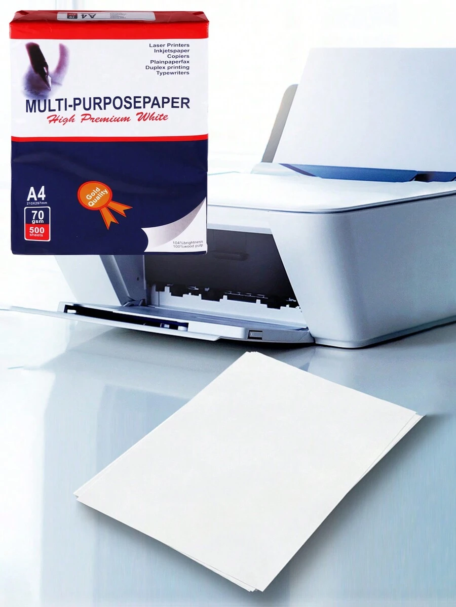 1 Pack, 500 Sheets Of A4 Printing Paper, 70g Copy Paper In The Whole Box, Thickened Test Paper, Draft Paper, Office Paper - White - View 1