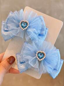2pcs Blue Hair Clips - Blue - View 1