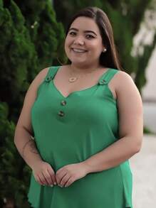 Plus Size Tank Tops & Camis - 綠色 - 查看 1