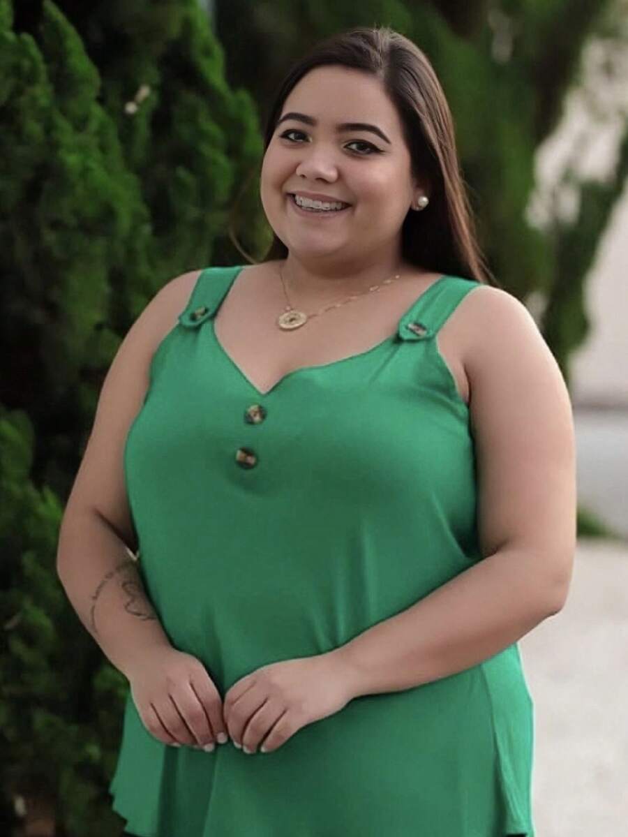 Plus Size Tank Tops & Camis - 綠色 - 查看 1