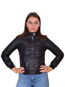 Chamarra Chaqueta Cazadora Dama Peluche Interno - Negro - Ver 4