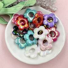 20入組19mm時尚幻彩亞克力空心花形珠子,diy珠寶配件,適用於製作耳環項鍊