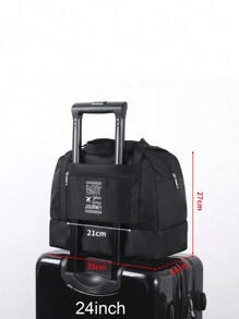 1入組旅行防水可折疊乾和濕分離化妝包大容量便攜手提包旅行包行李袋手掌包運動包週末包適用於商業旅行度假假期戶外返校手袋適用於醫院適合男人及女人中性學生 - 黑色 - 查看 3