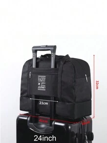 1入組旅行防水可折疊乾和濕分離化妝包大容量便攜手提包旅行包行李袋手掌包運動包週末包適用於商業旅行度假假期戶外返校手袋適用於醫院適合男人及女人中性學生 - 黑色 - 查看 4