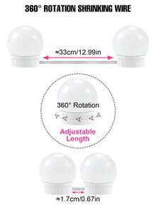 CanLing Led化妝鏡燈女士化妝桌梳妝台燈荷里活usb 5v無級調光可調節亮度觸摸開關鏡柜美容填充燈室內夜間牆燈臥室浴室女人化妝燈自然白簡約北歐風格旋轉縮短線2/6/10/14燈泡粉色 - 粉色 - 查看 5