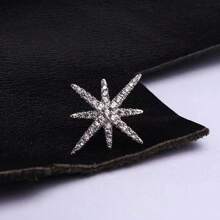 1pc Silver-color Star Shaped Unisex Brooch For Daily Use - Silver - View 1
