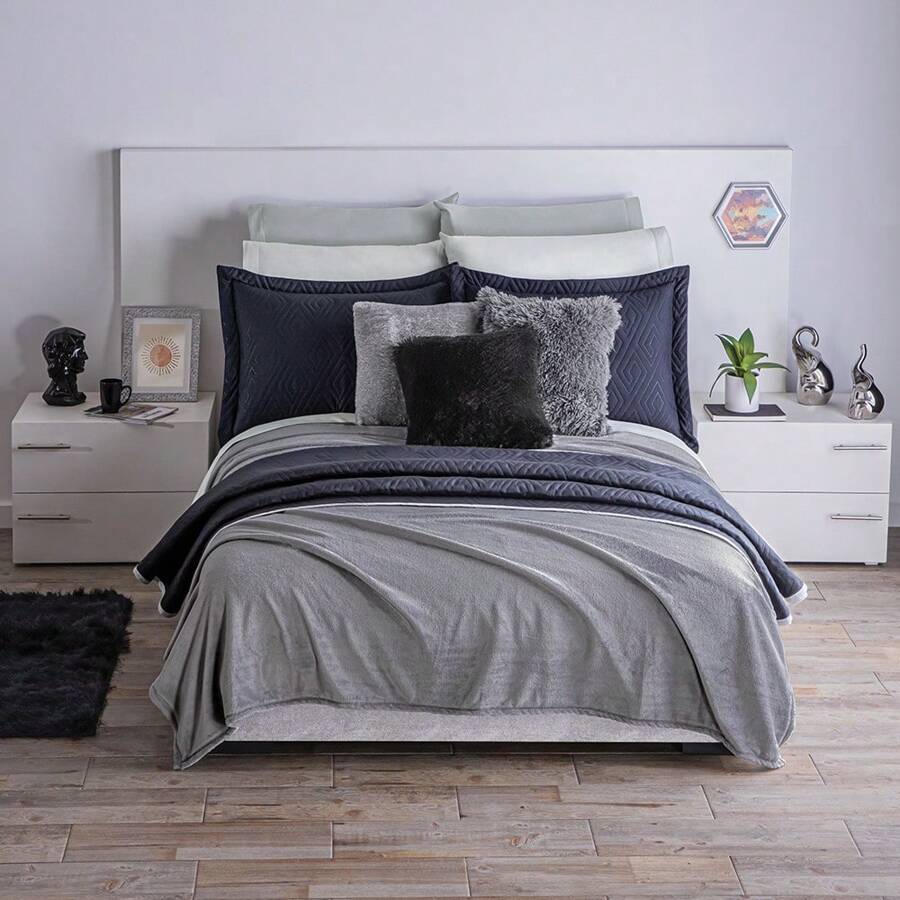 Concord Cobija Ligera, Cobertor Ligero Frazada Suavecita Matrimonial Varios Colores - Gris Claro - Ver 1