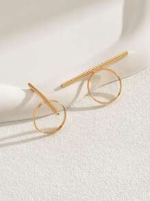 2pcs European & American Style Minimalist Stainless Steel Rings For Ladies' Casual & Fashionable Street Charm - Gold - View 3