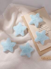 可爱5件套毛绒五角星创意发夹，适用于Bangsy2k，发饰，发卡，爪夹，学习用品，冬季，头部饰品，发夹 - 藍色 - 查看 3