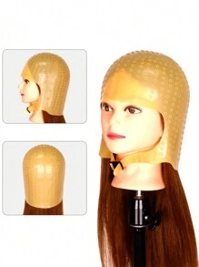 1 件高弹力硅胶染发帽带钩针套装适用于特殊染色和卷发，适用于美发沙龙造型工具 - 彩色 - 查看 4