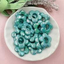 20入組19mm時尚幻彩亞克力空心花形珠子,diy珠寶配件,適用於製作耳環項鍊