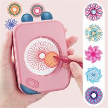 Conjunto De Juguetes De Dibujo Spirograph Con Accesorios Multifuncionales, Regla Geométrica Y Caja De Almacenamiento, Para Niños - Rosa Pálido - Ver 3