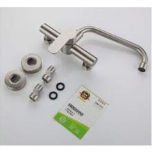 Kitchen Stainless Steel 304 Double Hole Wall Mounted Cold and Hot Faucet Balcony Rotating Kitchen Faucet Rotation Water taps - Multicolor - View 10