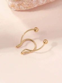 1pc Stainless Steel Nose Ring/Stud/Clip For Women - Yellow Gold - View 3