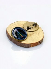 1 Pieza Pin De Broche De Aleación Y Vidrio Redondo En Color Cobre - bronce - Ver 3