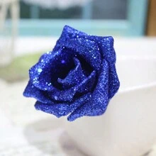 5 件人造泡沫金粉玫瑰带茎和闪光卡通花束蓝色仙女喷金婚礼花，手捧花束装饰，情人节，礼物 - 彩色 - 查看 8