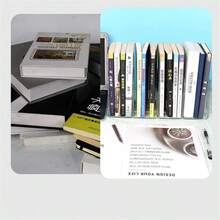 Triple-section Book Stand With Clips For Desk, Desktop Organizer Divider Shelf, School Table Storage Rack For Students, Acrylic Book Holder, Bookshelf For Reading - Green - View 2