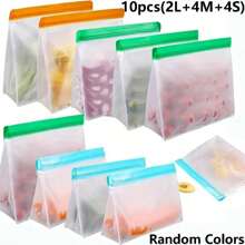 Set de 10/3/1 bolsas reutilizables de colores para almacenamiento de alimentos, bolsas herméticas de silicona para congelador, bolsas reutilizables para viaje/hogar, bolsas de un galón, bolsas para sándwiches, bolsas para snacks (colores aleatorios) - Útiles escolares, accesorios escolares, vuelta al cole, organizador para estudiantes universitarios