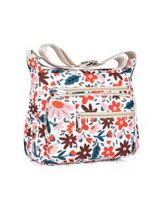 時尚的花卉圖案休閒輕便斜背包,適用於女性