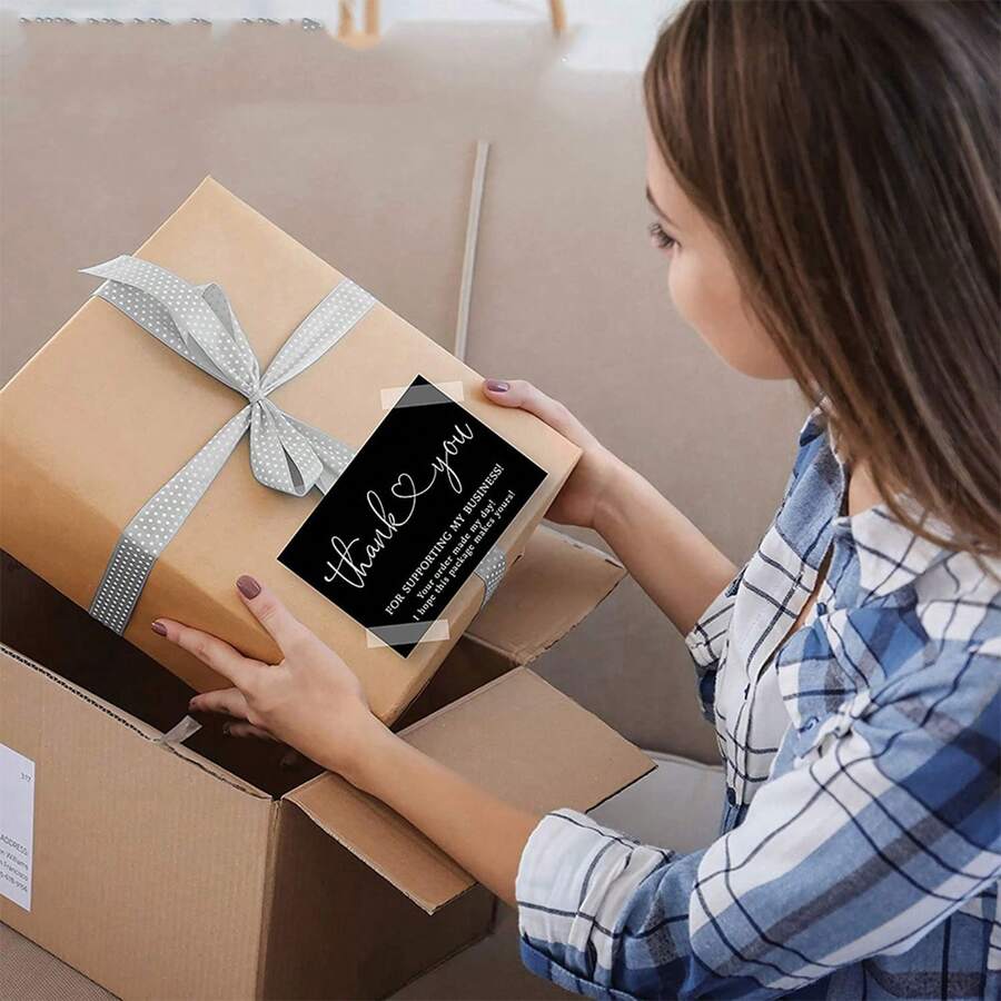 30 Piezas Tarjetas Agradecimiento De Cartulina Negra Para Empaquetado De Regalos - Negro - Ver 1