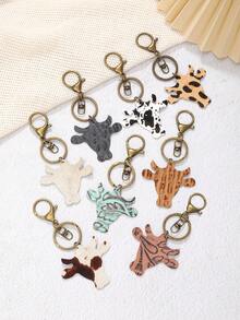 1入西式牧場男女皆宜皮革和合金鑰匙扣,帶有公牛頭設計 - 彩色 - 查看 1