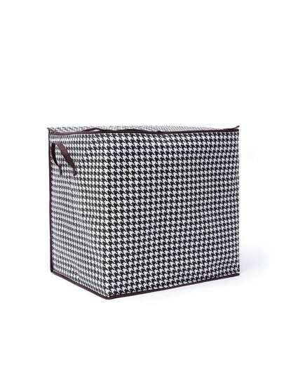 1pc Houndstooth Print Foldable Storage Box