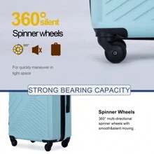 Travelhouse 3 Piece Luggage Set, Hardshell Lightweight Suitcase With TSA Lock Spinner Wheels, 20in24in28in - Xanh nhạt - Xem 6