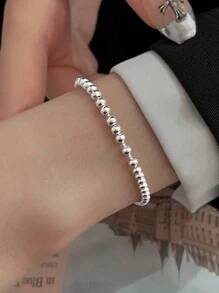 BALMORA 1条优质S925纯银豆形串珠手链，男女皆宜的百搭礼物