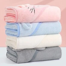 1件白熊兜帽披肩浴袍,適用於嬰幼兒,柔軟珊瑚絨吸水無掉毛 - 白色 - 查看 5