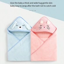 1件白熊兜帽披肩浴袍,適用於嬰幼兒,柔軟珊瑚絨吸水無掉毛 - 白色 - 查看 3