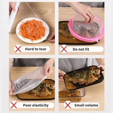 100入組可重複使用的一次性食品蓋 - 讓您的食物保持新鮮和安全 - 透明 - 查看 5