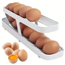 Refrigerator Egg Dispenser, Rolling Egg Storage Tray, Egg Holder - White - View 4