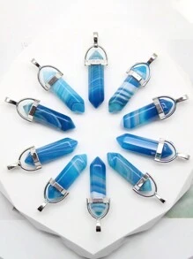 10PCS Natural Stone Agates Quartz Crystal Pendants For Necklace Charm Fluorite Hexagonal Pendant DIY Jewelry Making Accessories - Multicolor - View 17