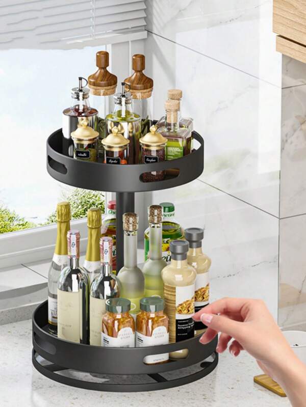 Lazy Susans Organizer 2/3 Tier Carbon Steel, Turntable Height