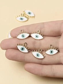 10入組金色合金藍眼睛吊墜圓形吊墜,手工項鍊手鐲diy工藝珠寶製作配件 - 白色 - 查看 10