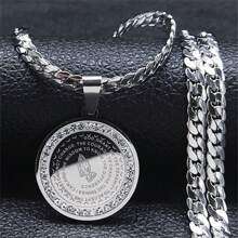 1條不鏽鋼經文禱告吊墜項鏈,銀色 - 銀色 - 查看 7