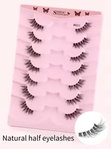 SHIDISHANGPIN 7pairs Natural Fluffy Appearance Cute Cat Eye Style False Eyelashes For Daily And Party Use