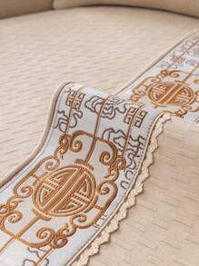 1 Pièce Couverture De Canapé En Chenille Anti-dérapante En Forme De Flocon De Neige En Beige, Nouveau Style Chinois, Entièrement Adaptée Pour Le Salon, Toutes Saisons
