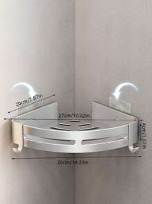 WHICHLIFE 1 pieza Estante de almacenamiento montado en pared aluminio almacenamiento moderno triángulo para cuarto de baño - Plateado - Ver 4