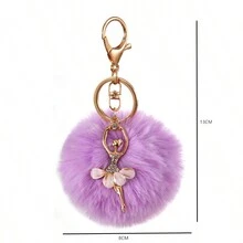1 件水钻芭蕾舞者清新汽车钥匙扣可爱钥匙扣汽车钥匙扣包吊坠手机水钻装饰包配件汽车吊坠手机装饰男士小钥匙扣可爱仿獭兔毛球毛绒包吊坠 - 送给女孩的完美礼物礼物、配饰、装饰汽车配饰女士钥匙扣饰物 - 紫色 - 查看 5