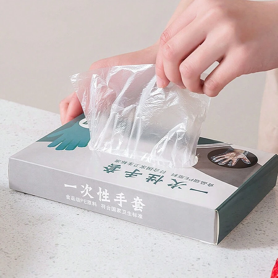 100 piezas de guantes desechables, guantes transparentes desechables para cocina multipropósito - Blanco - Ver 1