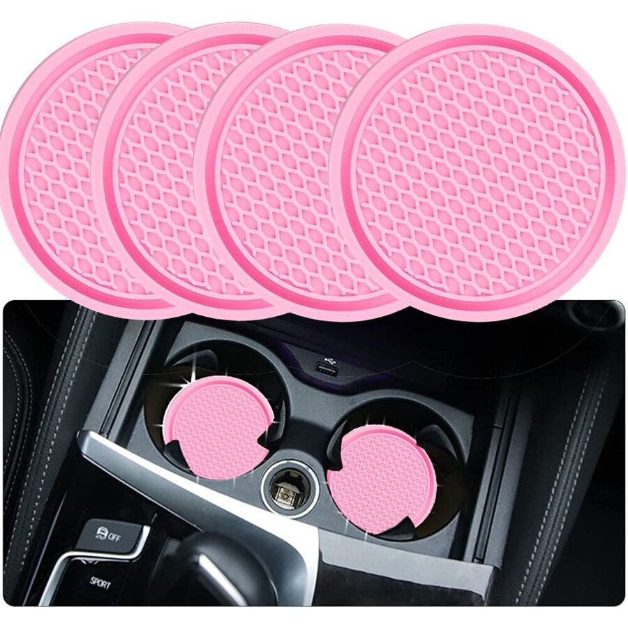 ZukMi 4pcs/set Pink Car Cup Holder Coasters - Pink - View 1