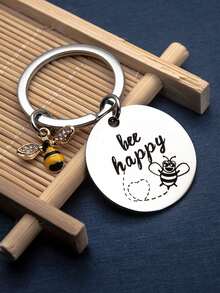 1pc Cartoon Bee Design Keychain, Key Ring, Christmas Gift For Friend - Silver - View 2