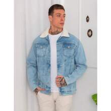 Men Denim Jackets - 藍色 - 查看 1