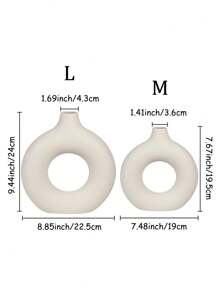 2pcs White Ceramic Vases, Modern Style Decoration Vases, Bohemian Style, Suitable For Home Decoration, Wedding Parties, Room, And Dinner Table Decoration - White - View 3