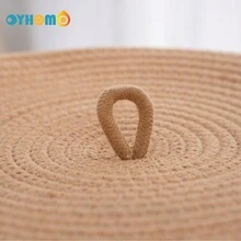 Oyhomo棕色獅子收納筐帶蓋,玩具衣物收納筐,編織繩家居裝飾收納盒,尺寸12.6x12.6英寸