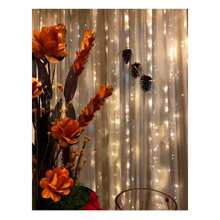 Cortina 300 Led's Fixo 220v 3m x 2m Branco frio ou Branco Quente c/Fio Branco - Dourado - Visão 3