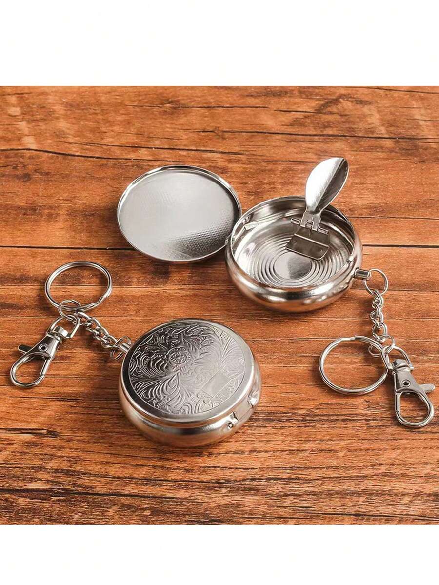 1pc Sunflower/ Wealth Blossom Portable Ashtray, Pocket Watch Style