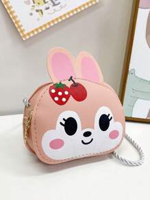 1pc Young Girls' Cute Rabbit Shaped Pu Leather Mini Crossbody Bag With Zipper Closure For Daily Use In All Seasons